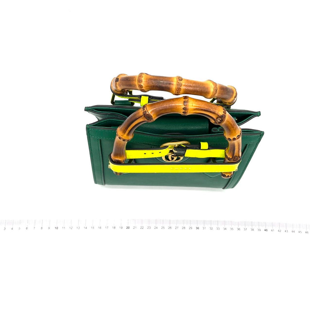 Gucci Diana Mini Green Leather Bag Bamboo Handle with Strap