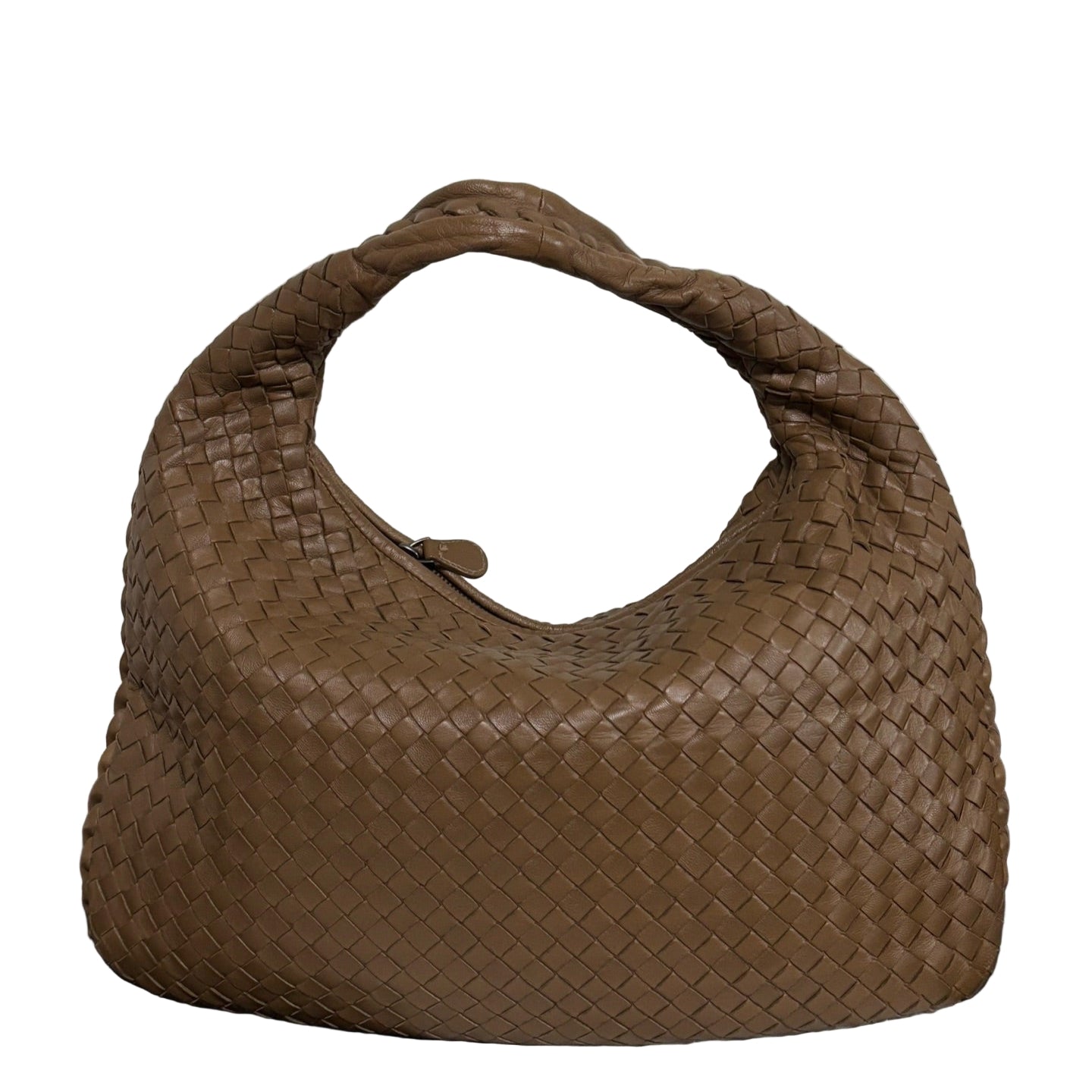 Bottega Veneta Intrecciato Hobo Bag Medium Milk Chocolate Brown Lambskin leather 40cm
