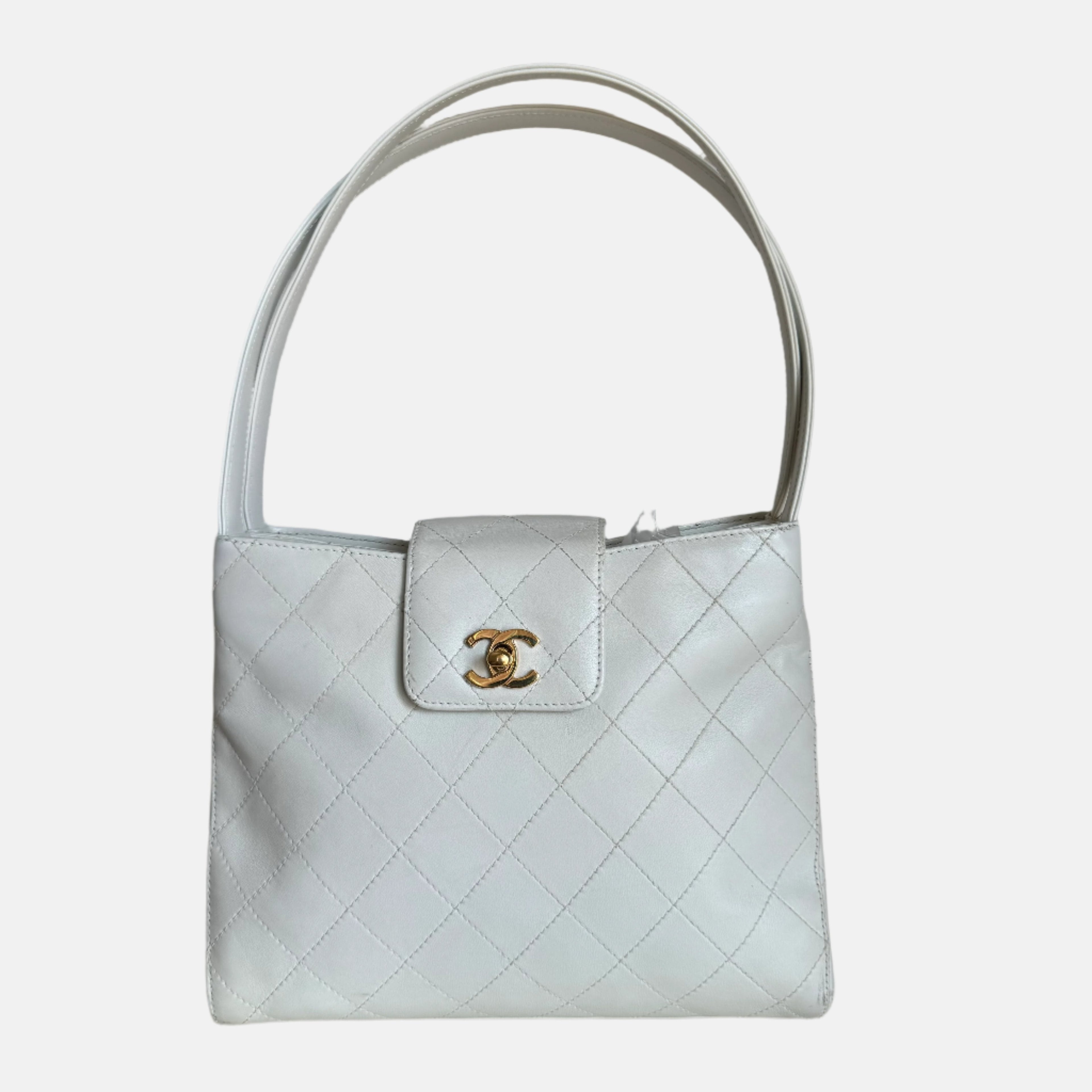 Chanel Kelly Top Handle Bag White Leather