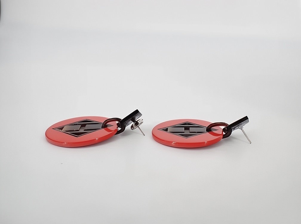 Hermès Pink Lacquered Buffalo Horn H Round Earrings