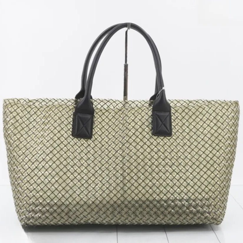 Bottega Veneta Cabat Large Intreccio Transparent Leather and PVC Tote Bag