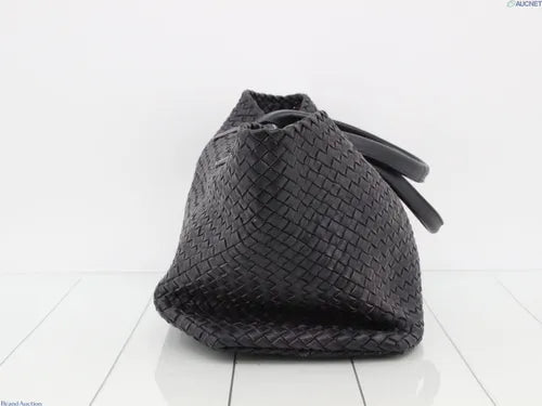 Bottega Veneta Cabat MM Intreccio Leather Tote Bag Navy 40cm