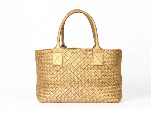 Bottega Veneta Cabat PM Intreccio Leather Tote Bag Gold 32cm