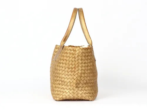 Bottega Veneta Cabat PM Intreccio Leather Tote Bag Gold 32cm
