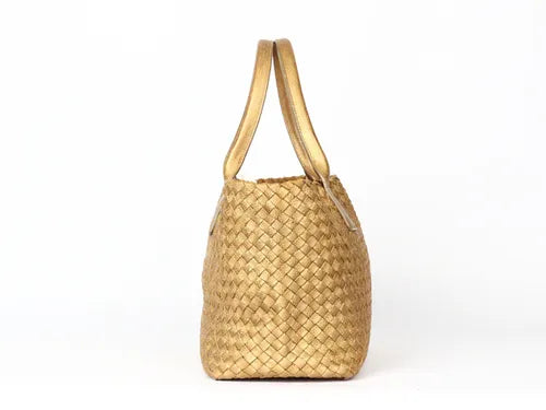 Bottega Veneta Cabat PM Intreccio Leather Tote Bag Gold 32cm