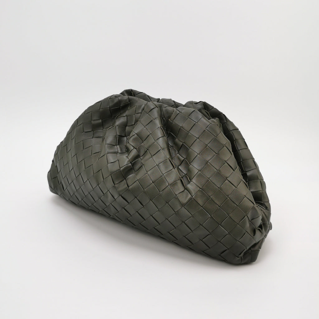 Bottega Veneta Pouch Large Intrecciato Dark Olive Green Calfskin Leather