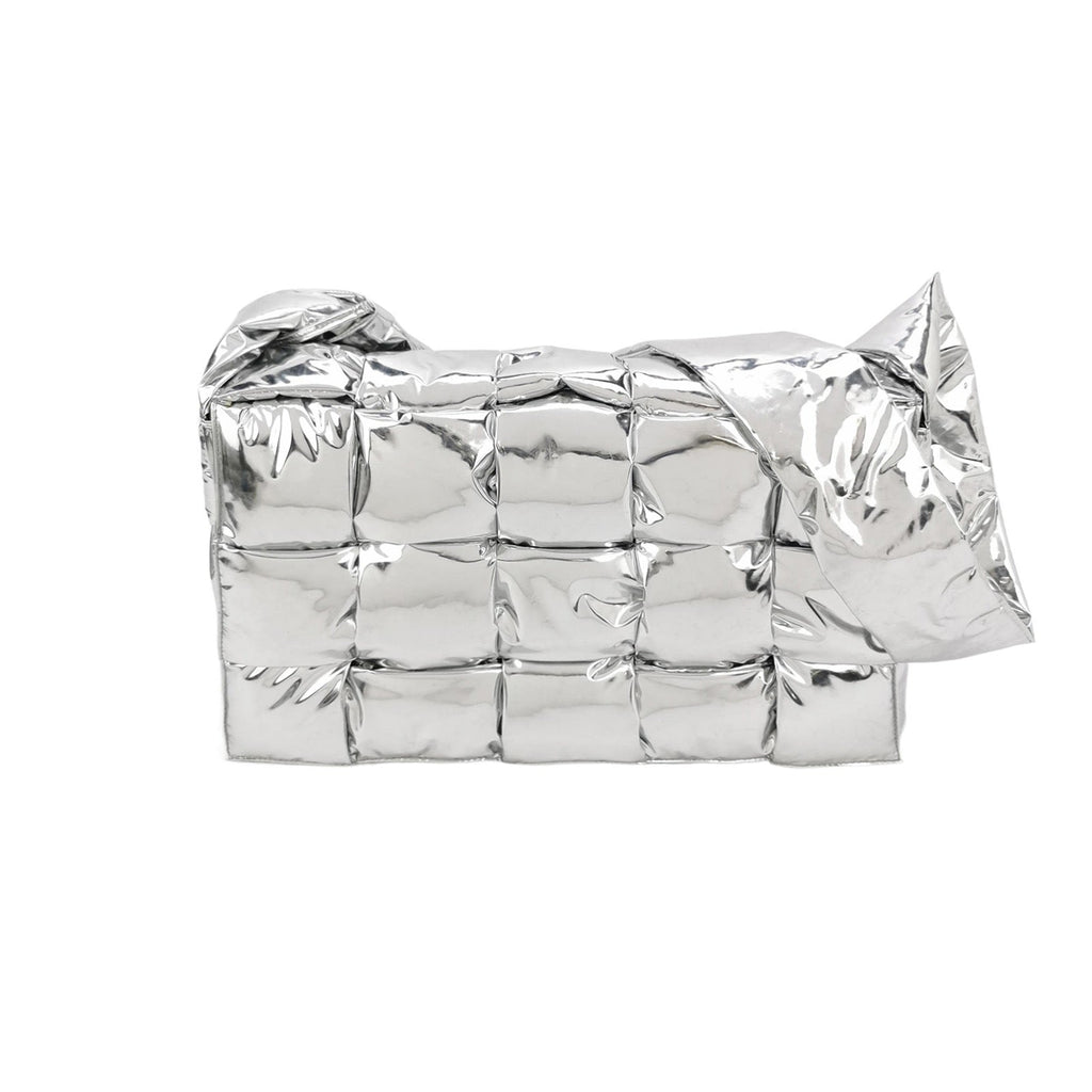 Bottega Veneta Padded Cassette Silver Leather Large