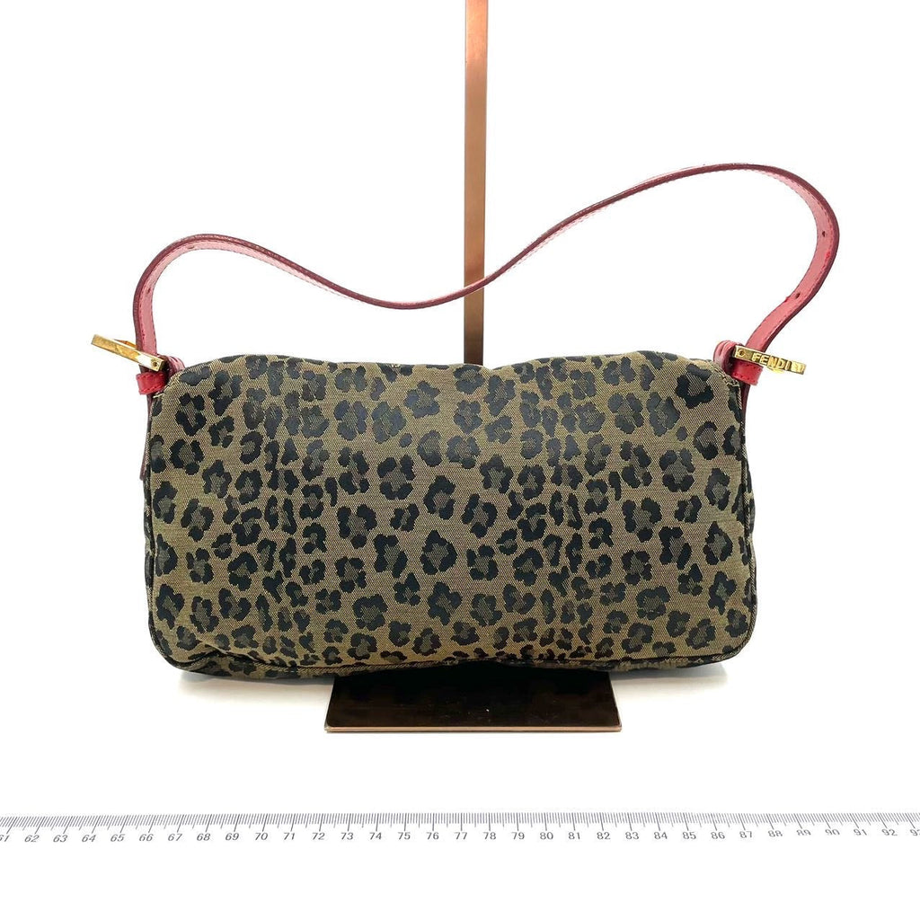 Fendi Baguette Denim Leopard Print with Red Leather Rare