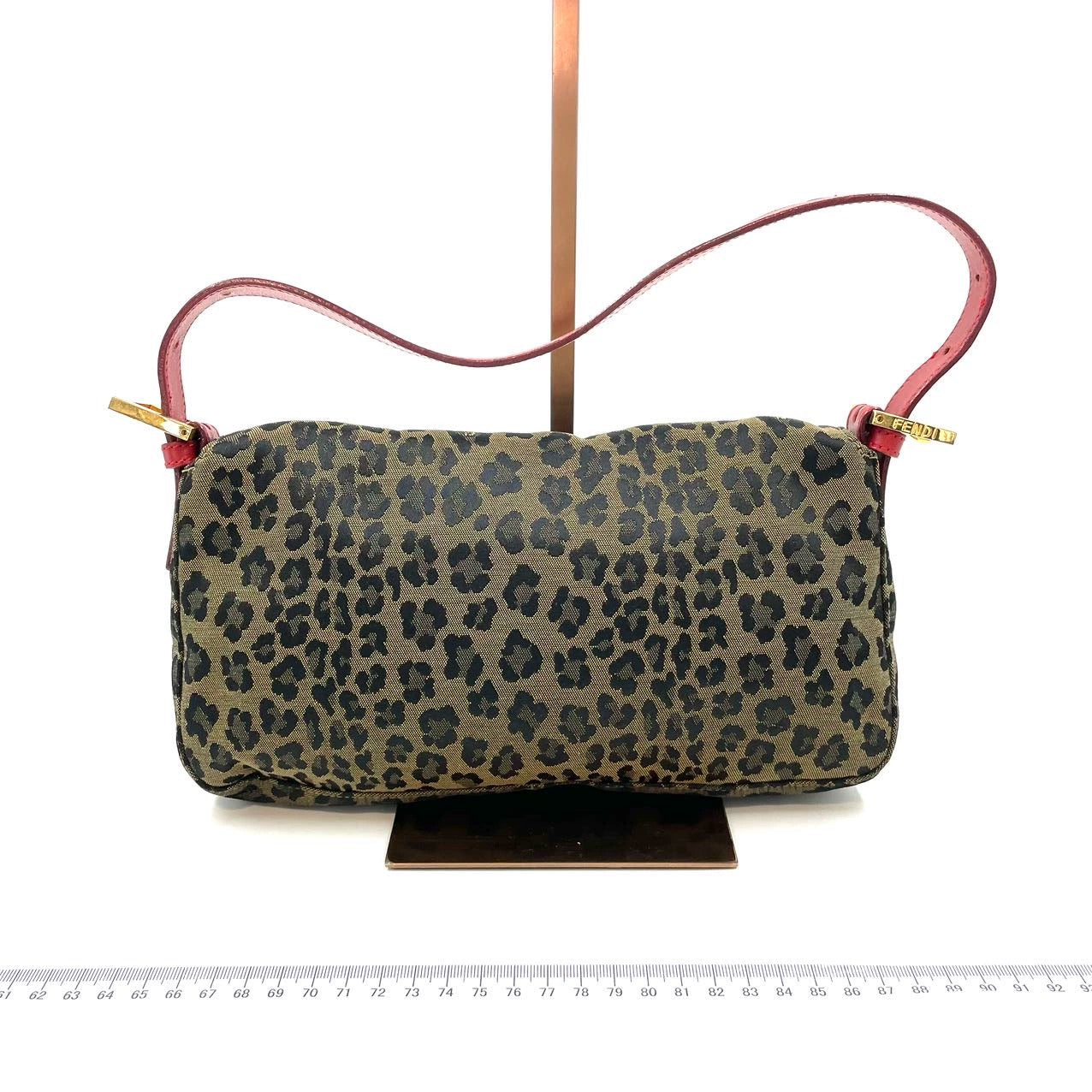 Fendi Baguette Denim Leopard Print with Red Leather Rare