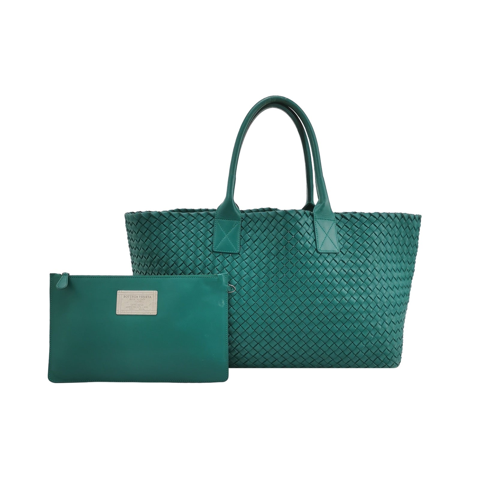 Bottega Veneta Cabat Large Intreccio Leather Tote Bag Green with Pouch 40cm