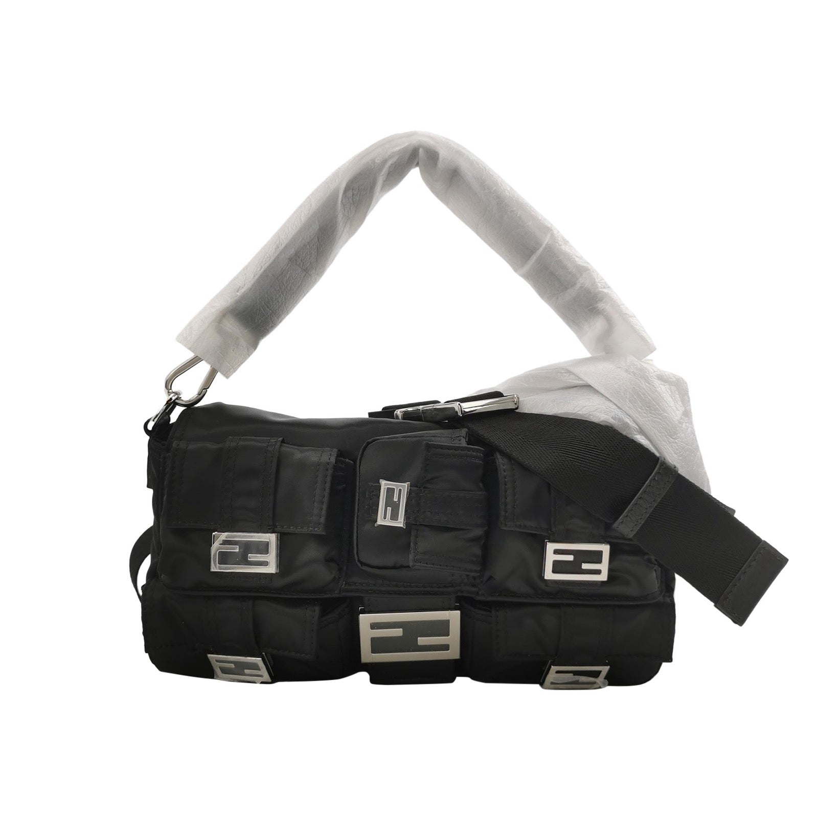 Fendi Baguette Cargo Multipocket Black Nylon 3-way Bag