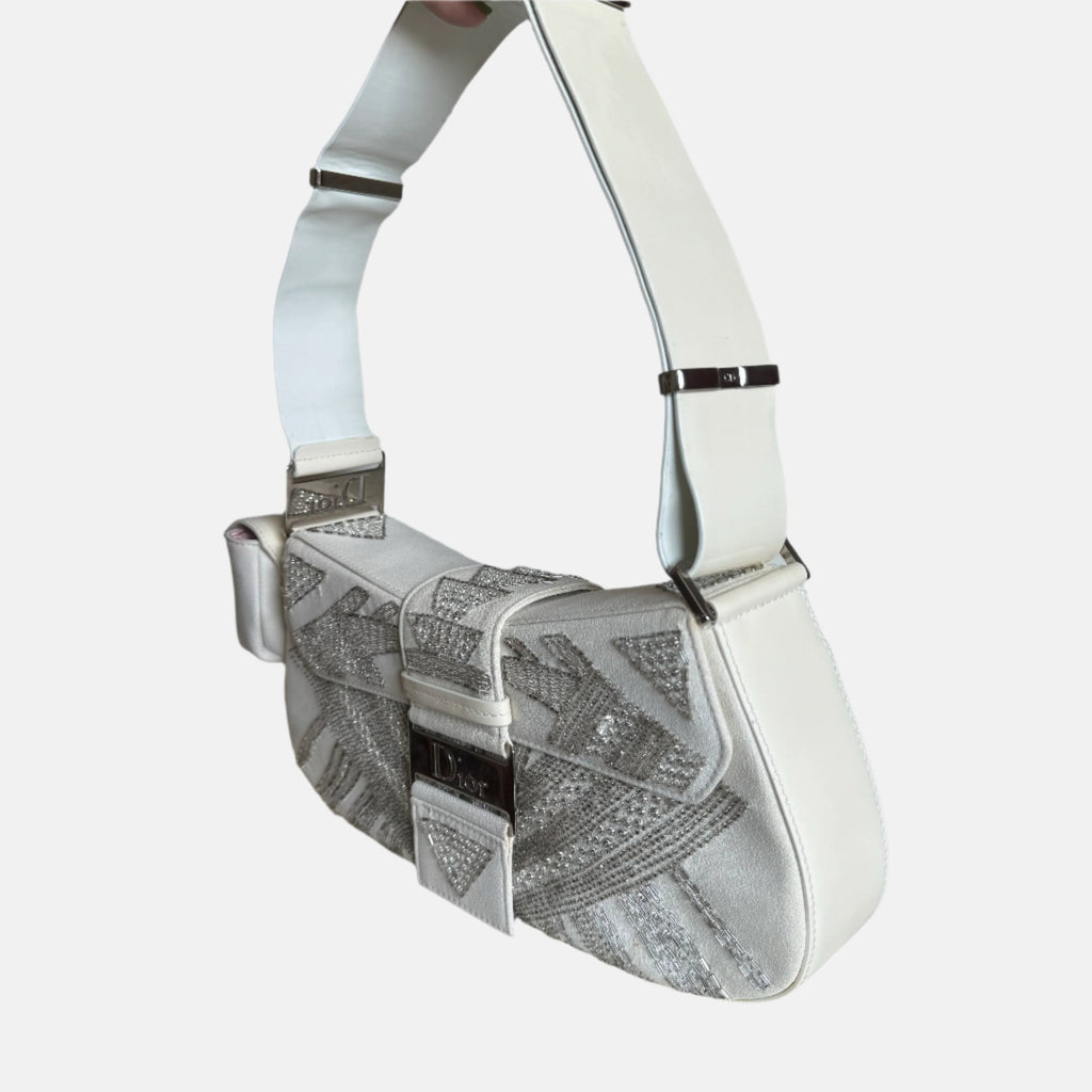 Dior Limited Edition Rare Columnbus Dior Strict Chic White Rhinestones Bag