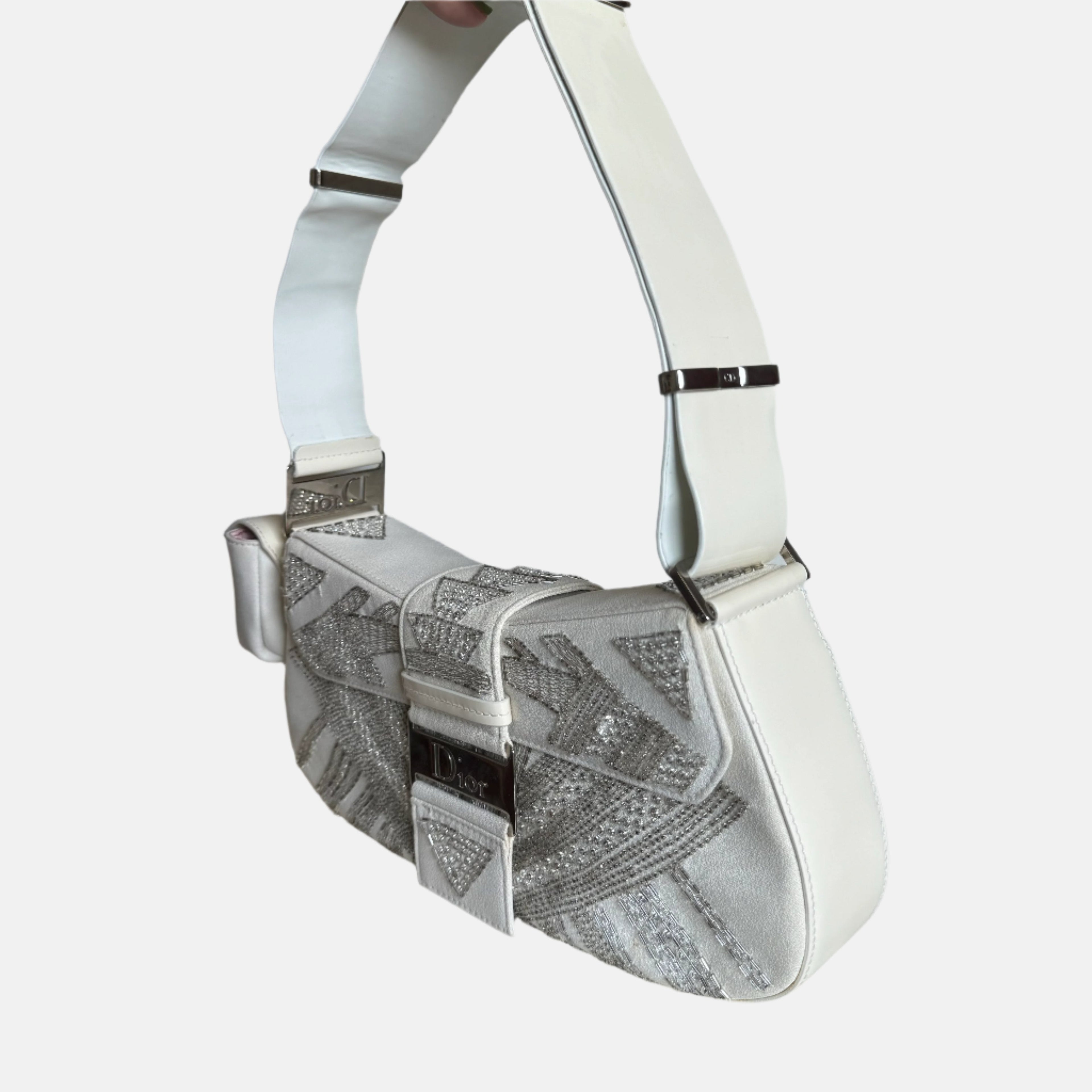 Dior Limited Edition Rare Columnbus Dior Strict Chic White Rhinestones Bag