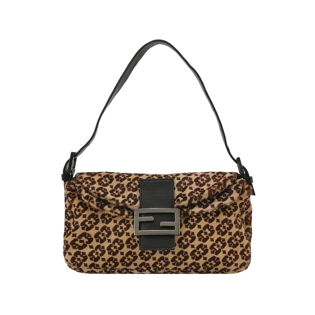 Fendi Baguette Vintage Ponyhair Double Flap Shoulder Bag