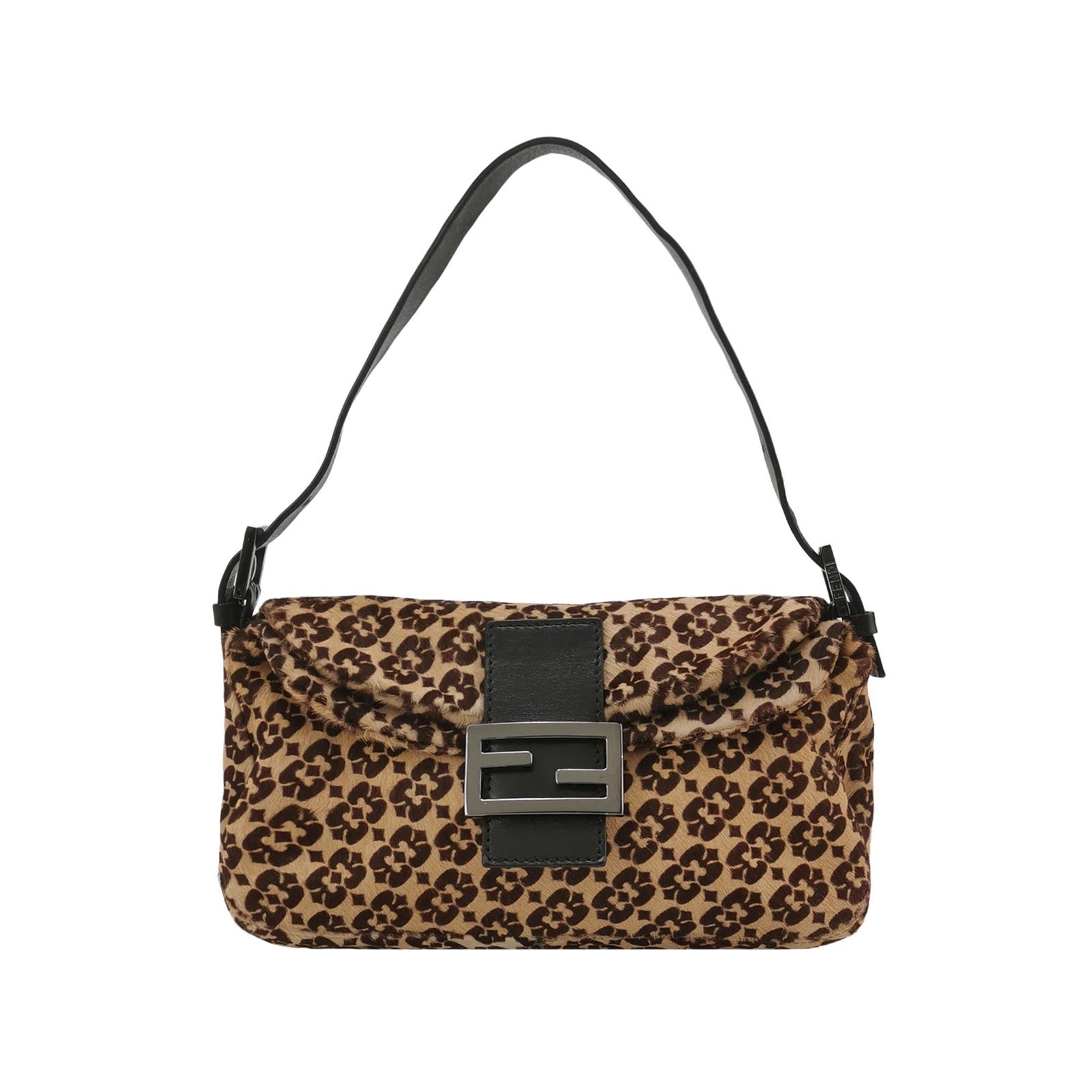 Fendi Baguette Vintage Ponyhair Double Flap Shoulder Bag