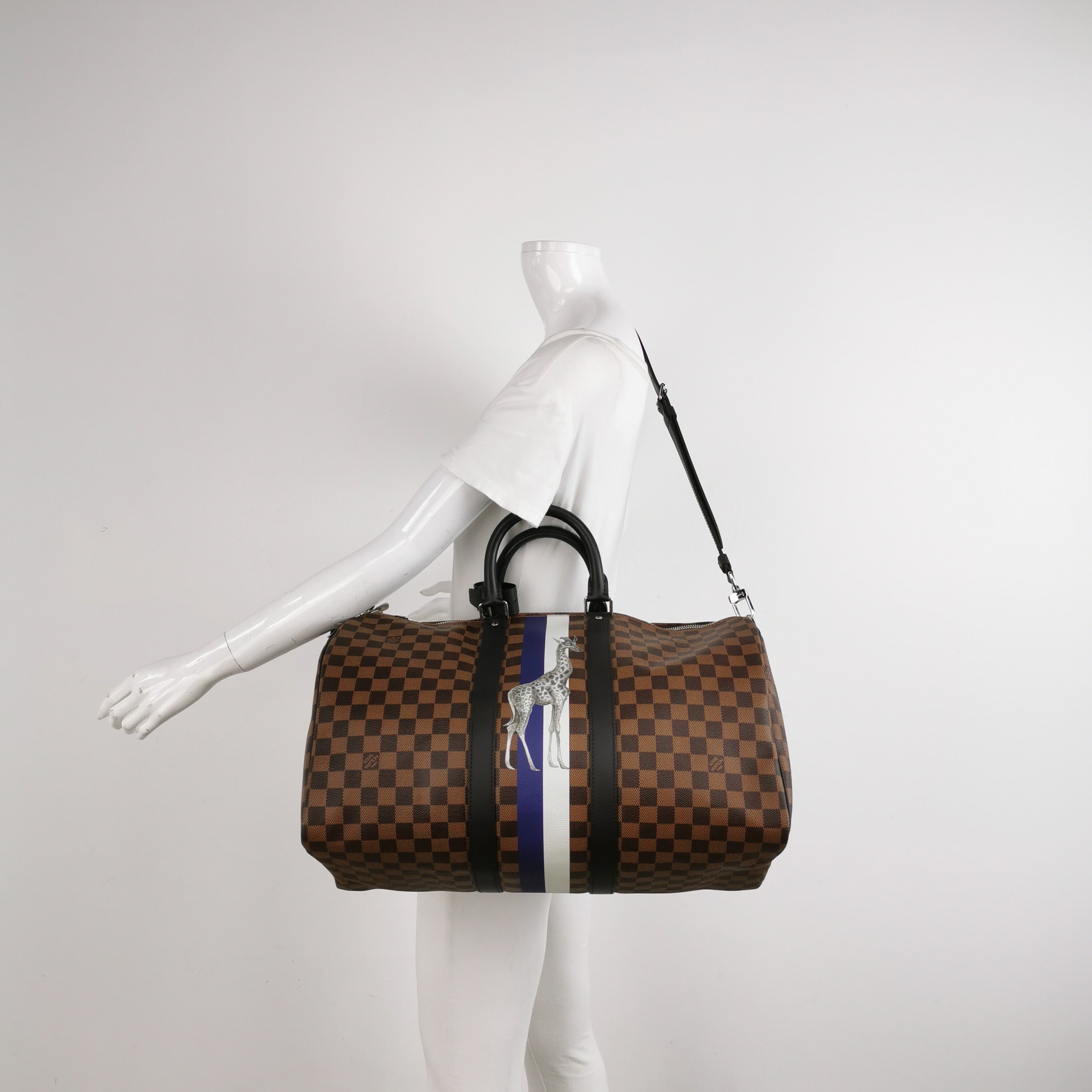 Louis Vuitton Savannah Keepall 45 Bandouliere Giraffe on Brown Damier Canvas