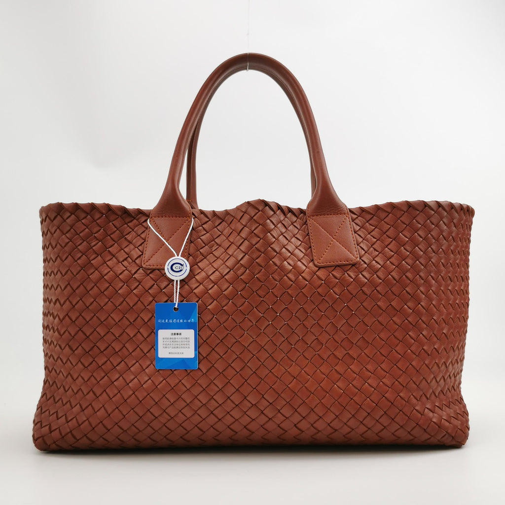 Bottega Veneta Cabat Large Intreccio Leather Tote Bag Brick Red 41cm