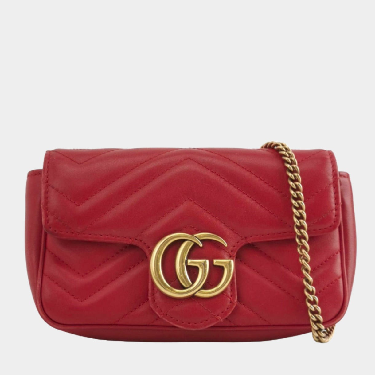 Gucci Marmont Super Mini Flap Leather Bag Red Leather