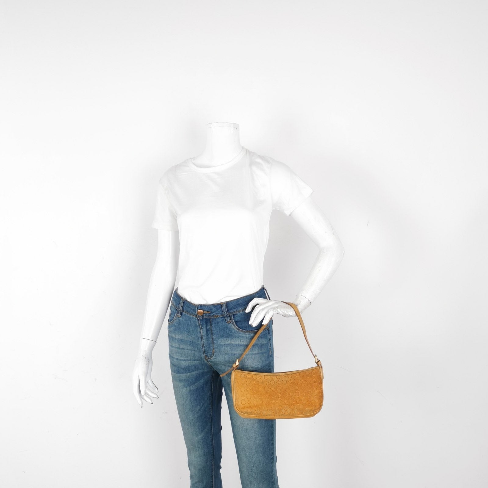 Celine Pochette Clutch Baguette Shoulder Bag Pumpkin Caramel Brown Suede Leather