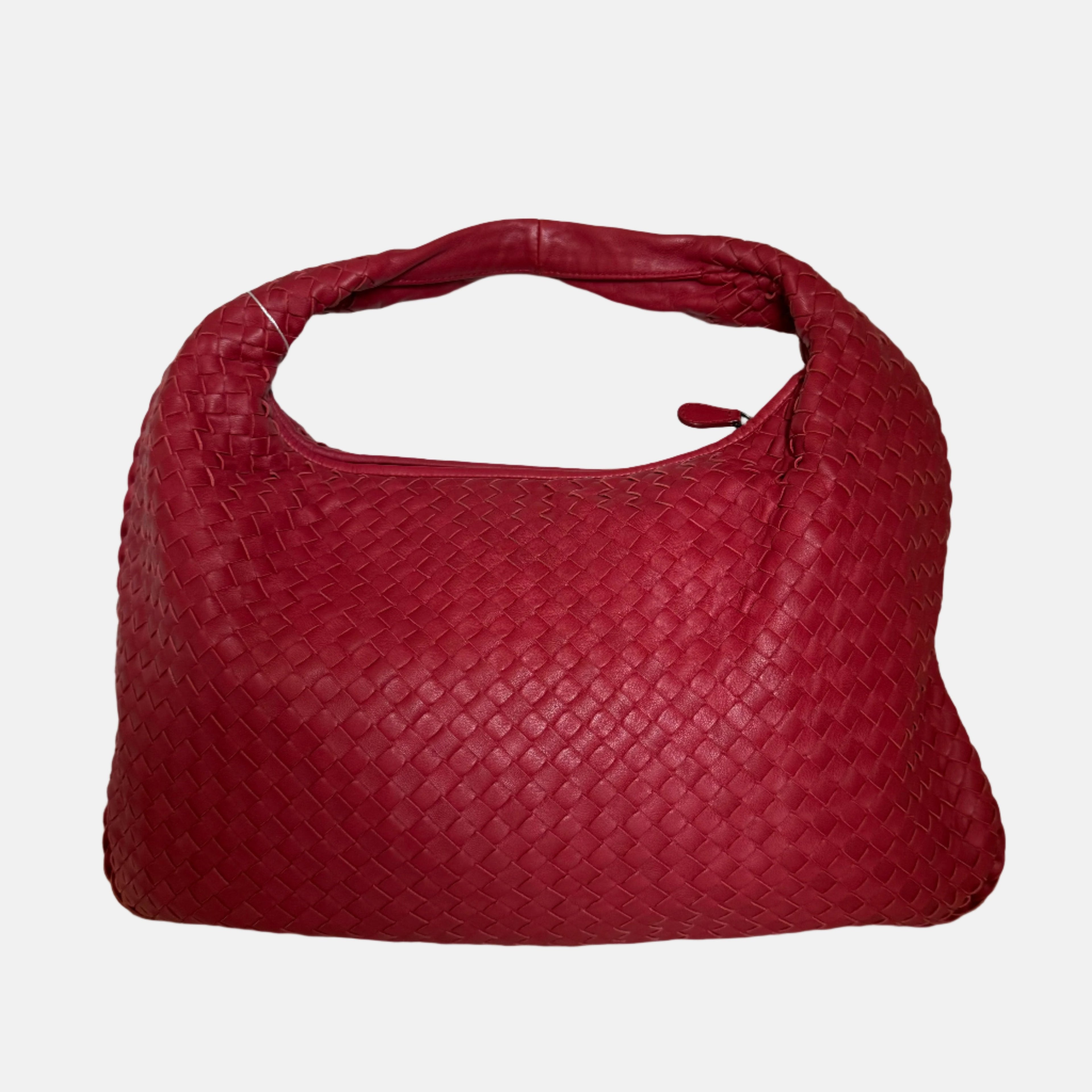 Bottega Veneta Intrecciato Hobo Bag Medium Red Lambskin leather 48cm