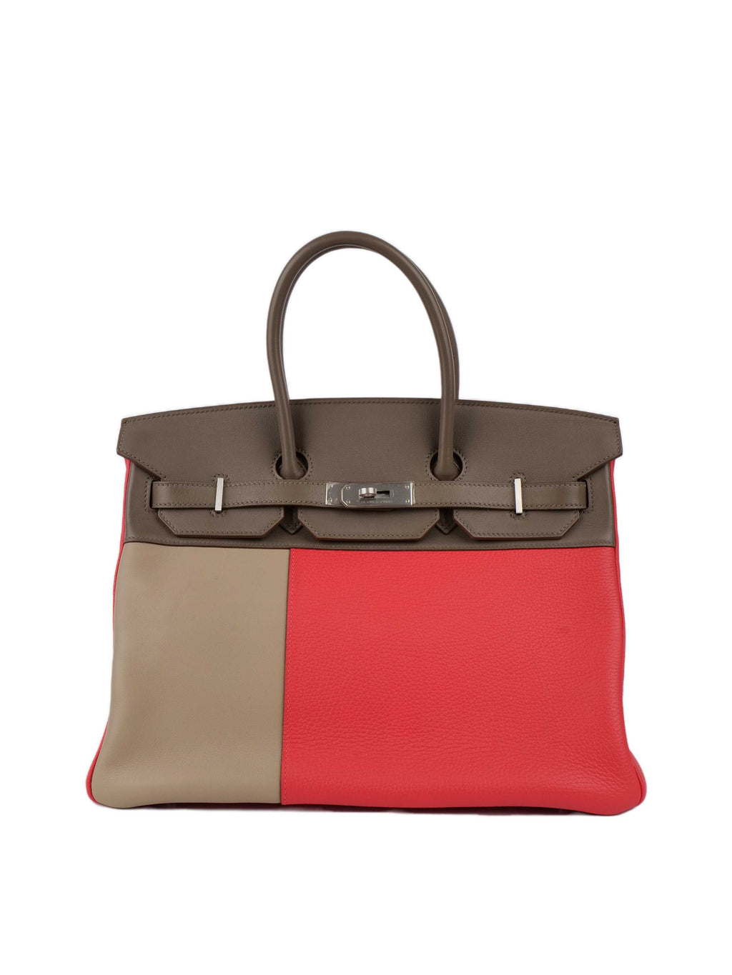 Hermes Limited Edition Tricolour Rose Jaipur, Argile and Etoupe Birkin 35.