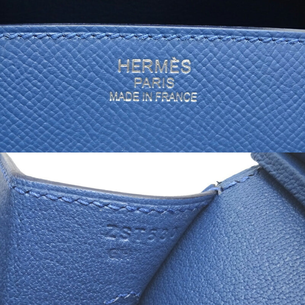 Hermes Birkin Serie 35 Rainbow Z Engraved Women's Handbag Vaux Epson Apricot / Blue Agate Magnolia x Palladium Hardware