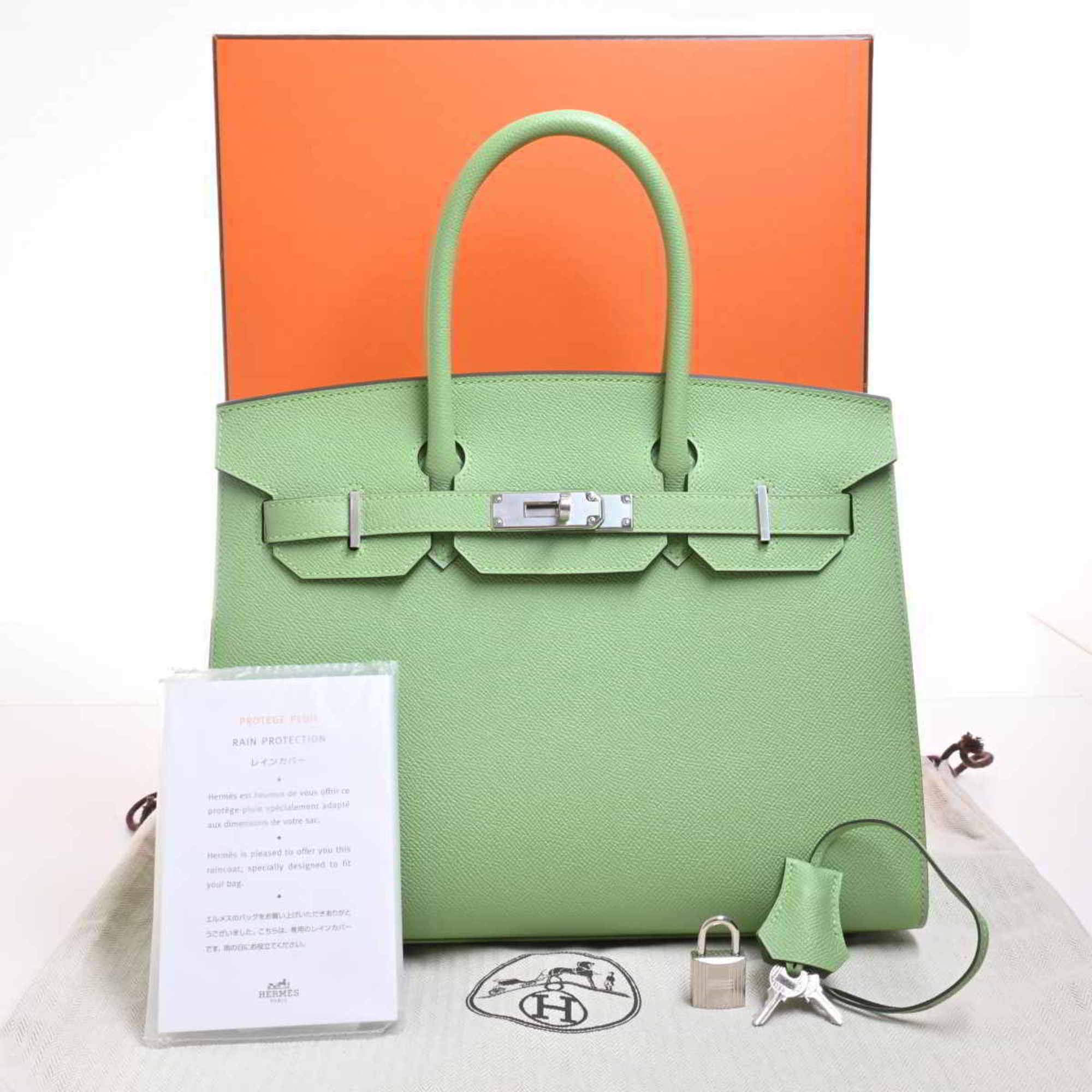 Hermes Epson Birkin 30 Serie Handbag Pastel Green