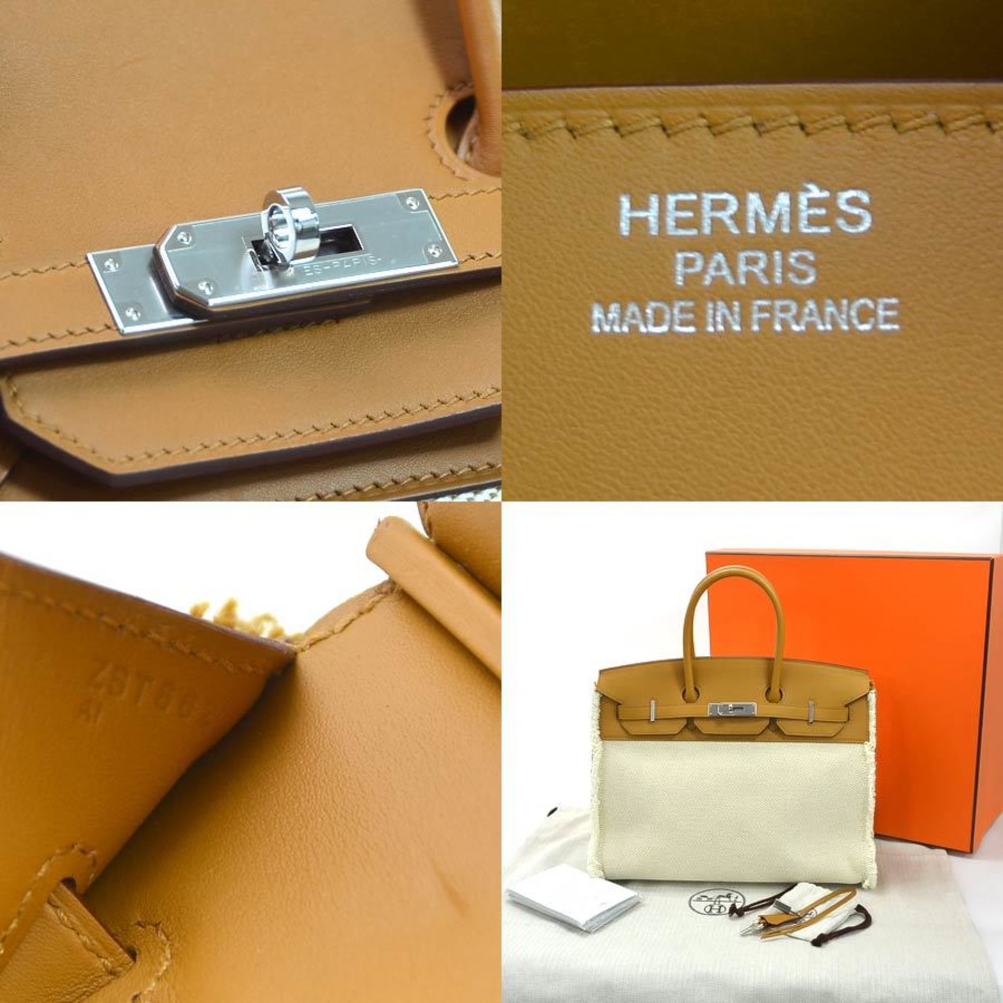 Hermes Handbag Birkin Frey 35 Sesame Vaux Swift x Twill Ash HERMES Ladies