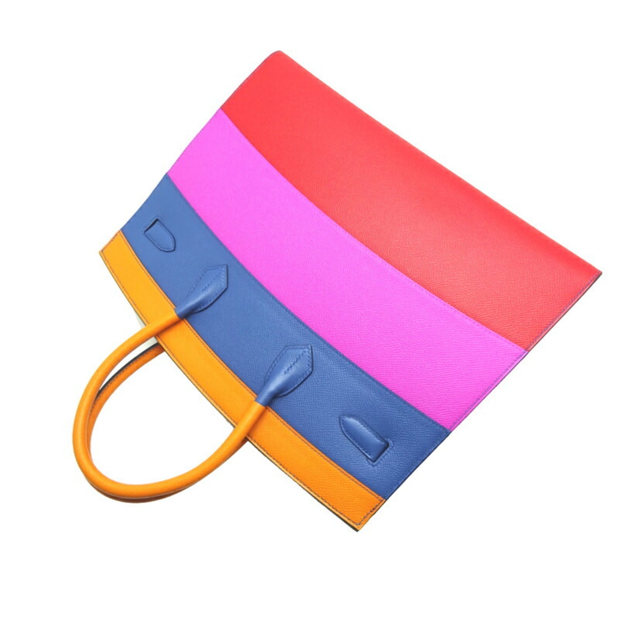 Hermes Birkin Serie 35 Rainbow Z Engraved Women's Handbag Vaux Epson Apricot / Blue Agate Magnolia x Palladium Hardware