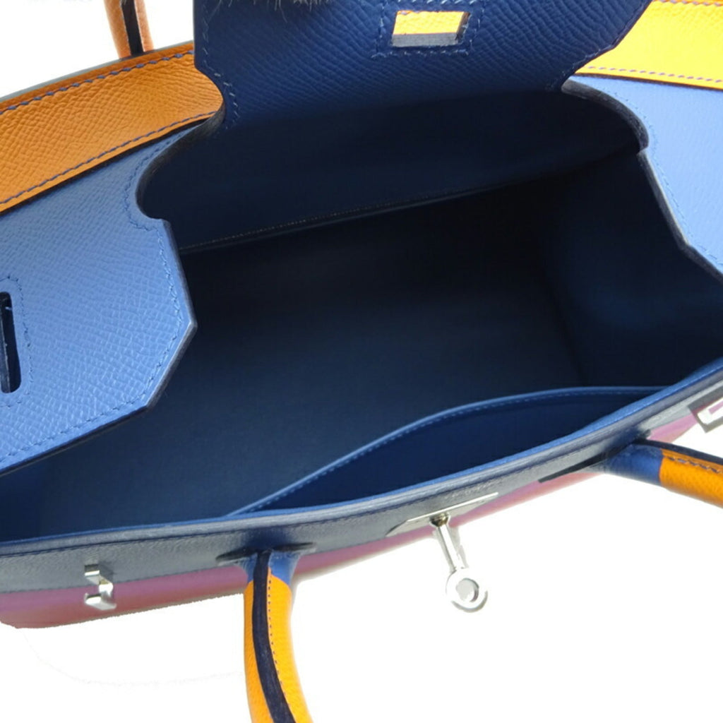 Hermes Birkin Serie 35 Rainbow Z Engraved Women's Handbag Vaux Epson Apricot / Blue Agate Magnolia x Palladium Hardware