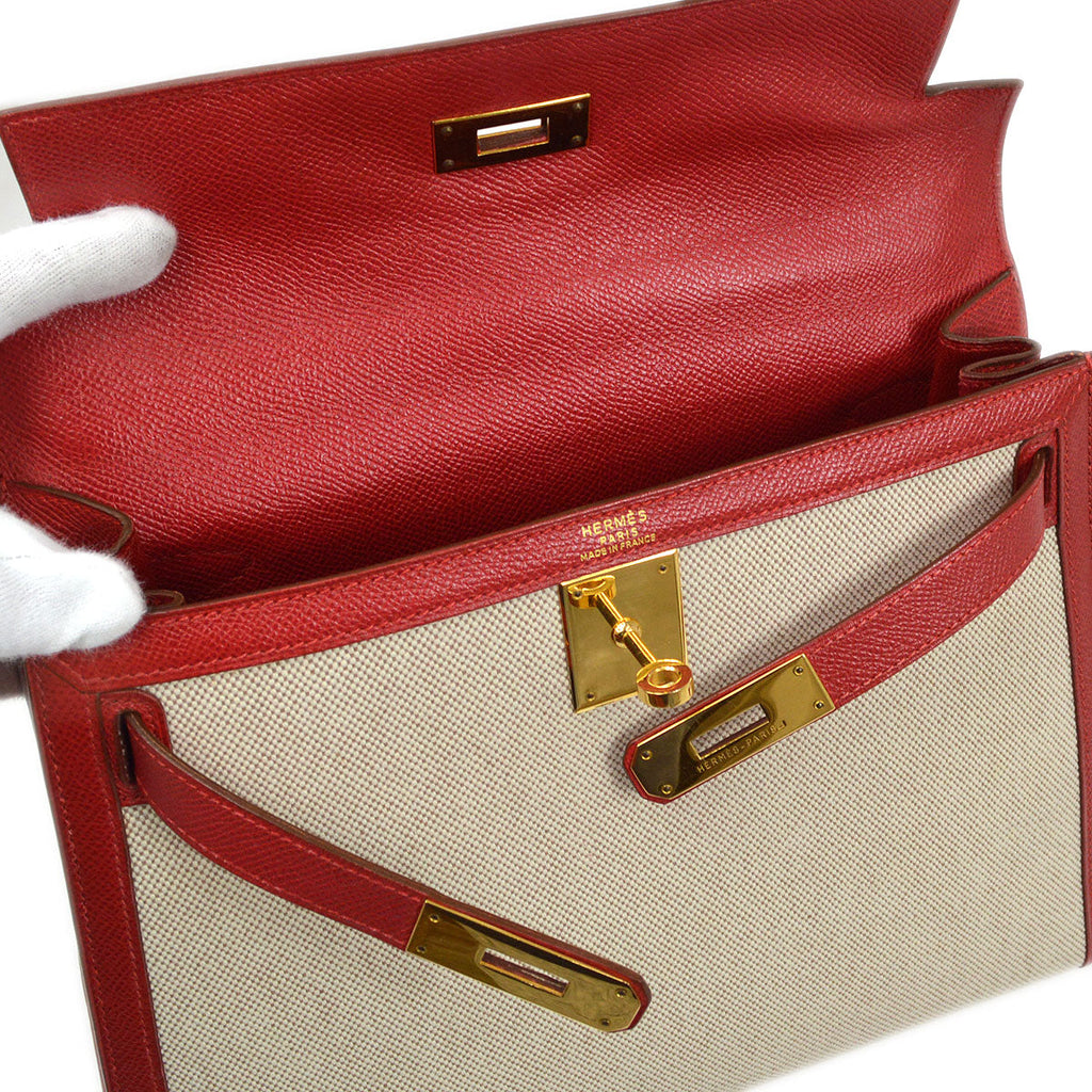 HERMES * 1994 KELLY 28 SELLIER Toile H Courchevel