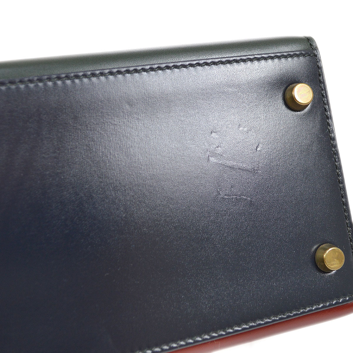 HERMES 1992 KELLY 28 SELLIER Tricolor Box calf