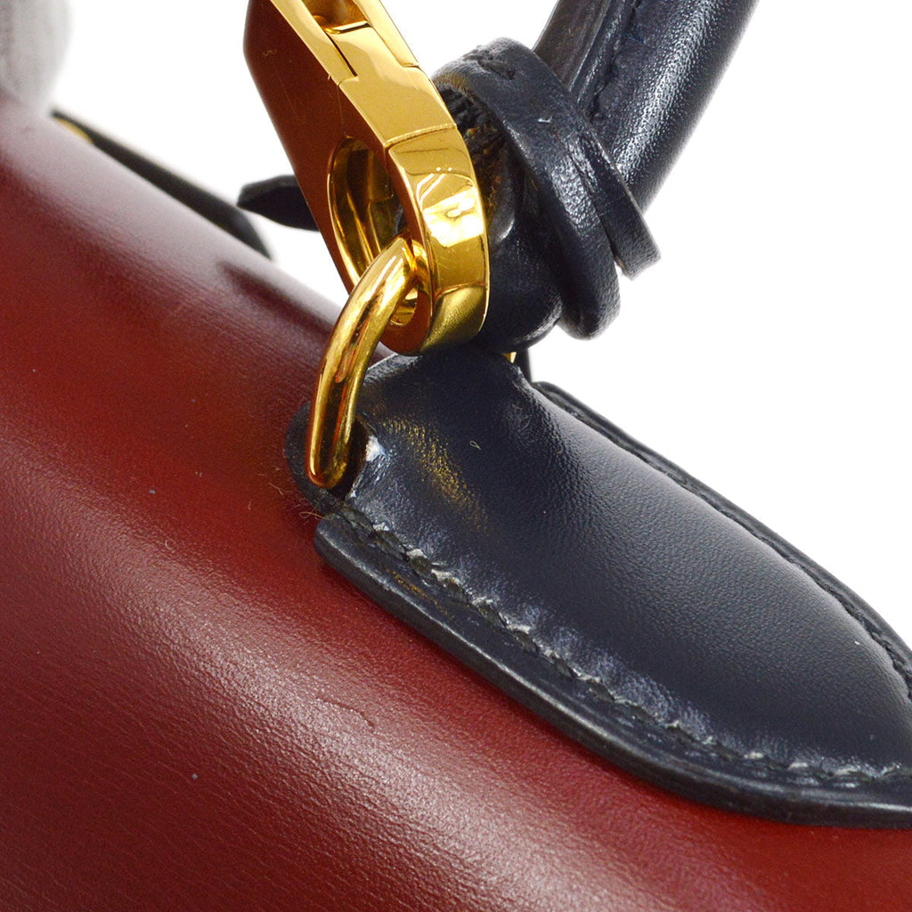 HERMES 1992 KELLY 28 SELLIER Tricolor Box calf