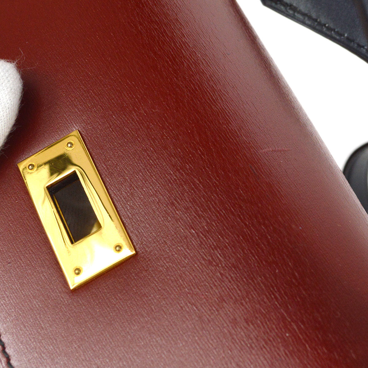 HERMES 1992 KELLY 28 SELLIER Tricolor Box calf