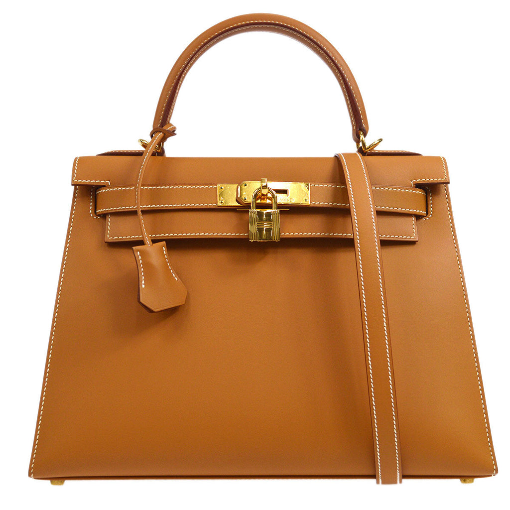 HERMES  KELLY 28 SELLIER Natural Veau Chamonix