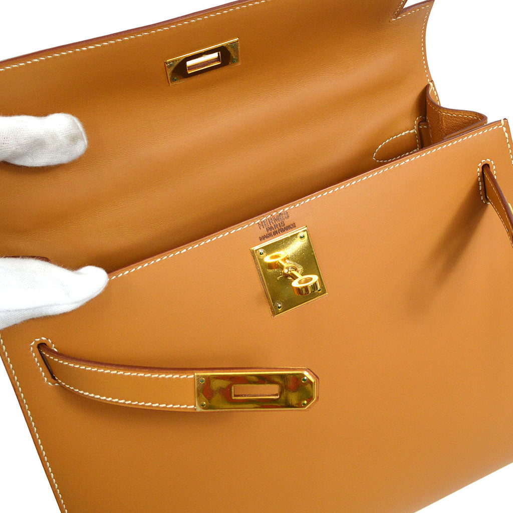 HERMES  KELLY 28 SELLIER Natural Veau Chamonix