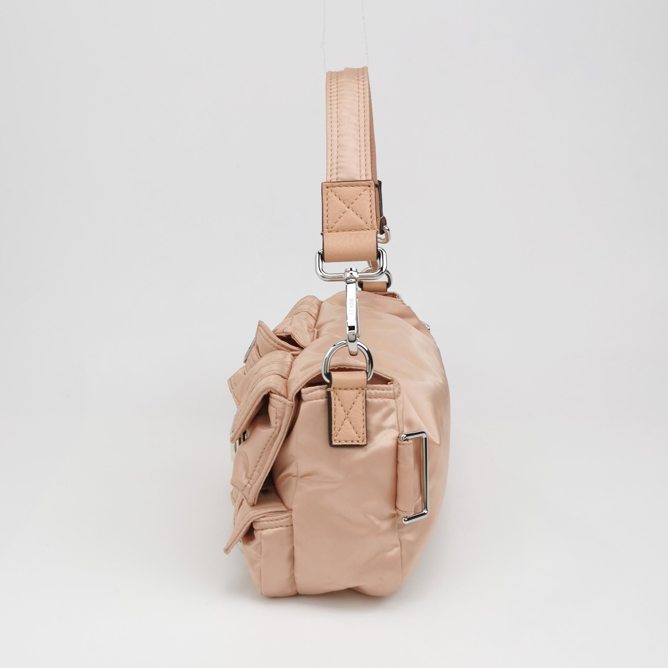 Fendi Baguette Cargo Multipocket Light Pink Nylon 3-way Bag