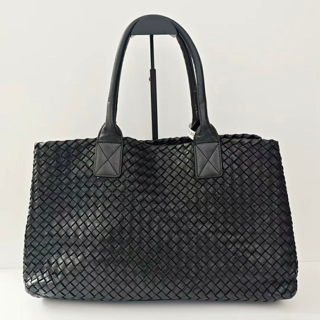 Bottega Veneta Cabat Large Intreccio Leather Tote Bag Black 40cm