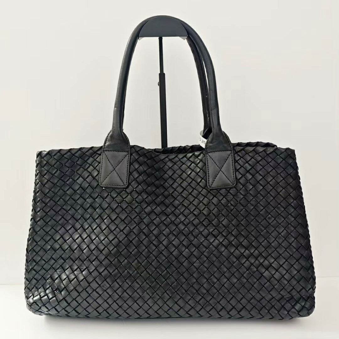Bottega Veneta Cabat Large Intreccio Leather Tote Bag Black 40cm
