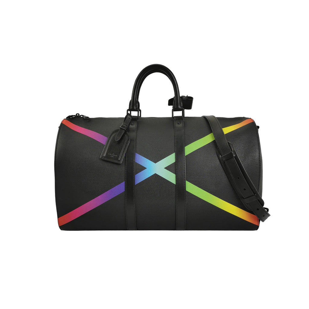 Louis Vuitton Taiga Rainbow Black Keepall Bandouliere 50 Leather