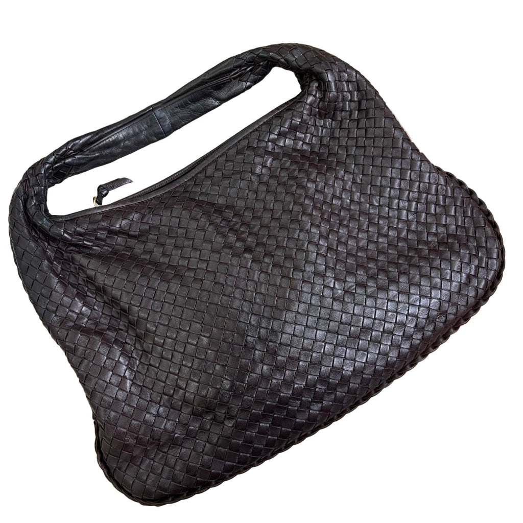Bottega Veneta Veneta Hobo Dark Chocolate Brown Intreciatto Leather Bag Large 47cm