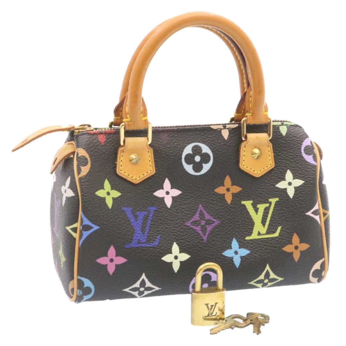 LOUIS VUITTON Monogram Multicolor Mini Speedy Hand Bag Black M92644 knn048