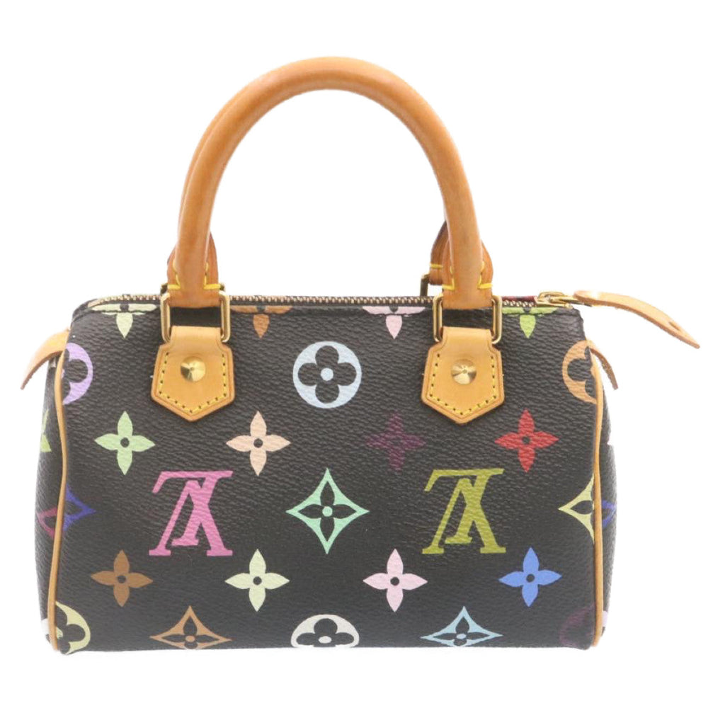 LOUIS VUITTON Monogram Multicolor Mini Speedy Hand Bag Black M92644 knn048