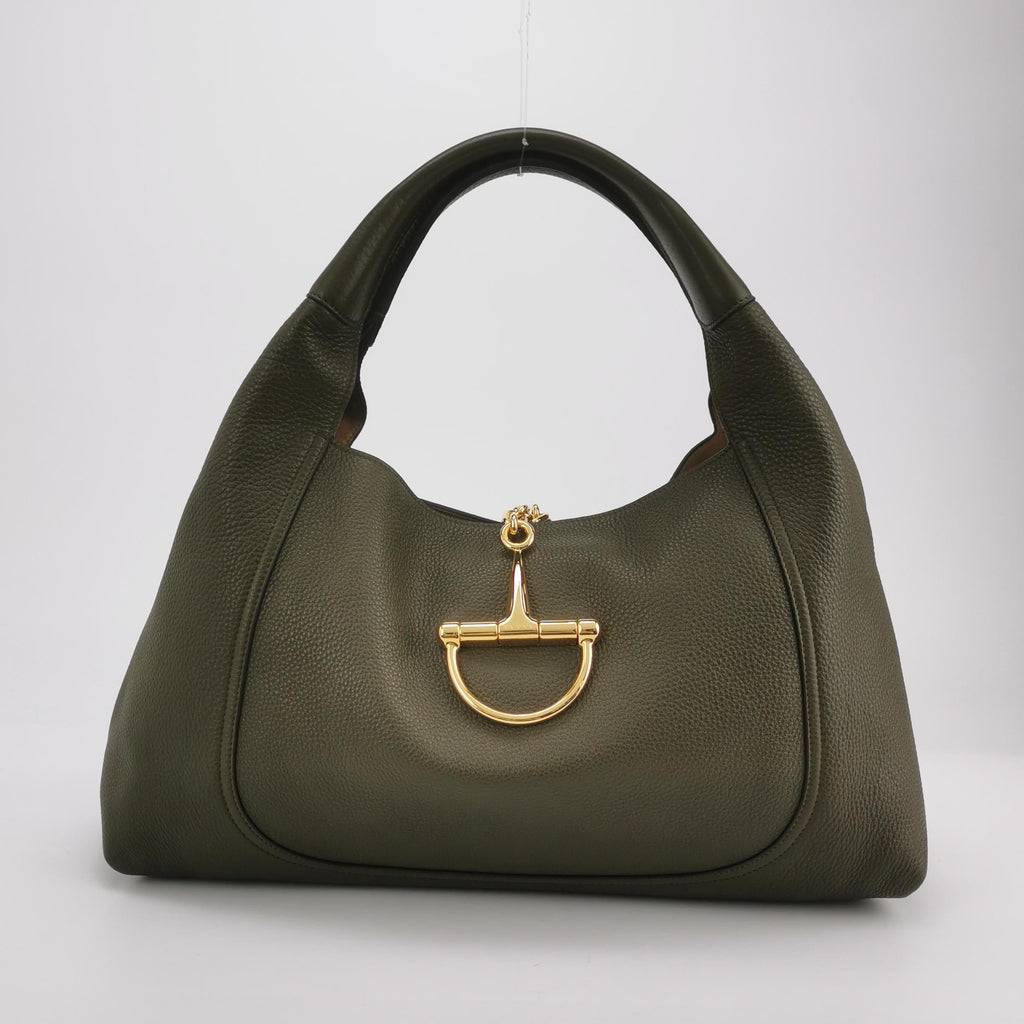 Gucci Softbit Maxi Shoulder Bag Olive Green Calfskin Leather 2024