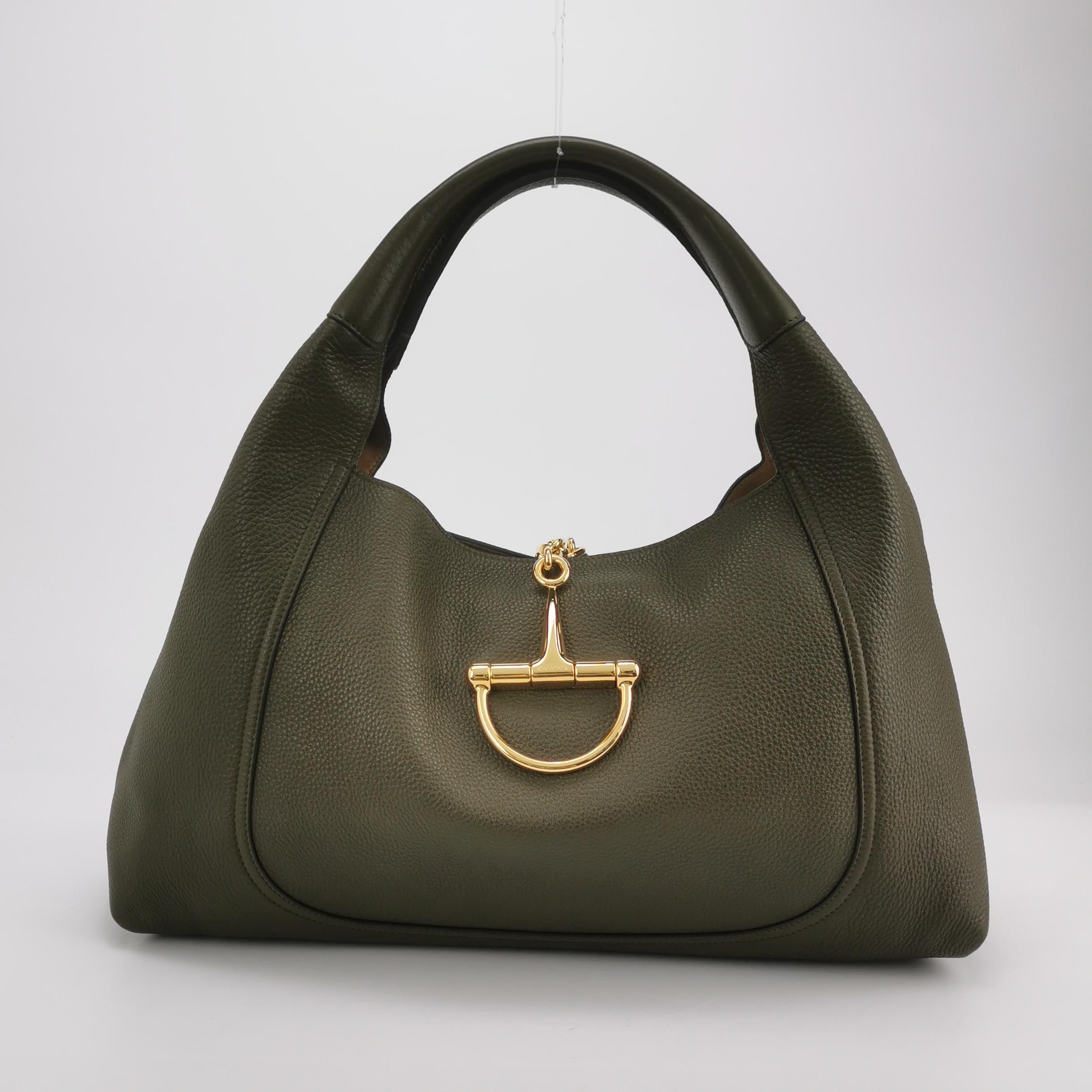 Gucci Softbit Maxi Shoulder Bag Olive Green Calfskin Leather 2024