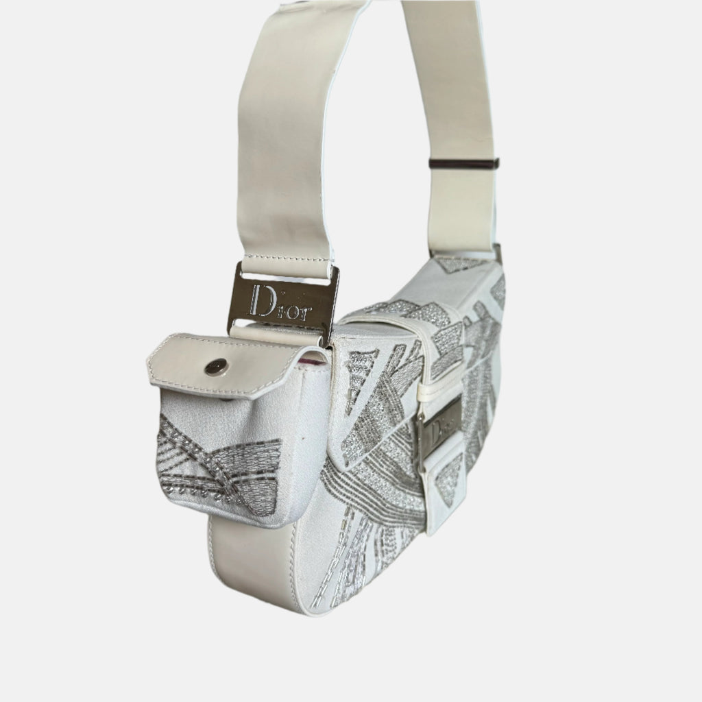 Dior Limited Edition Rare Columnbus Dior Strict Chic White Rhinestones Bag