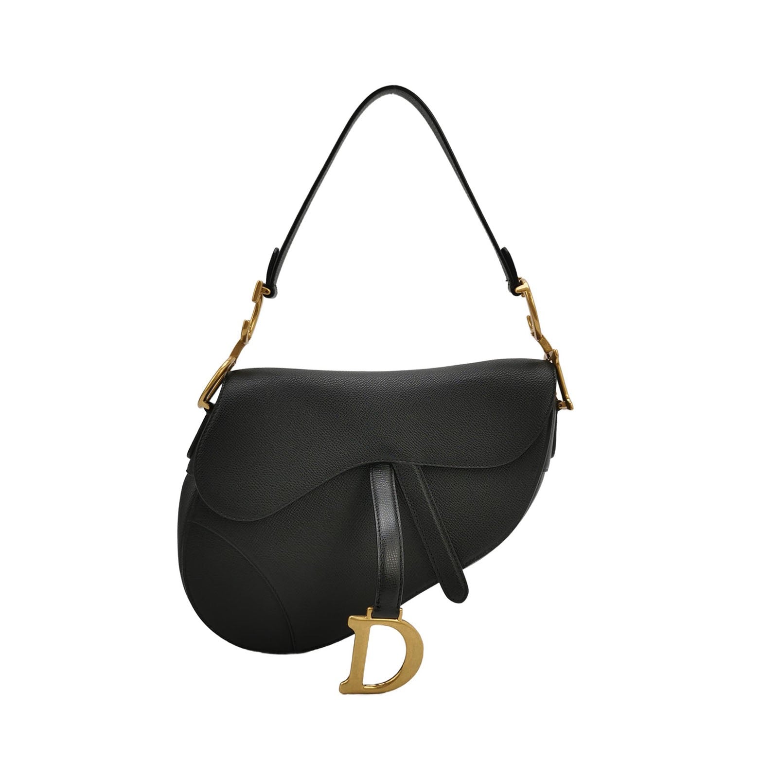 Dior Saddle 2020 Medium Grained Calfskin Leather Bag Black