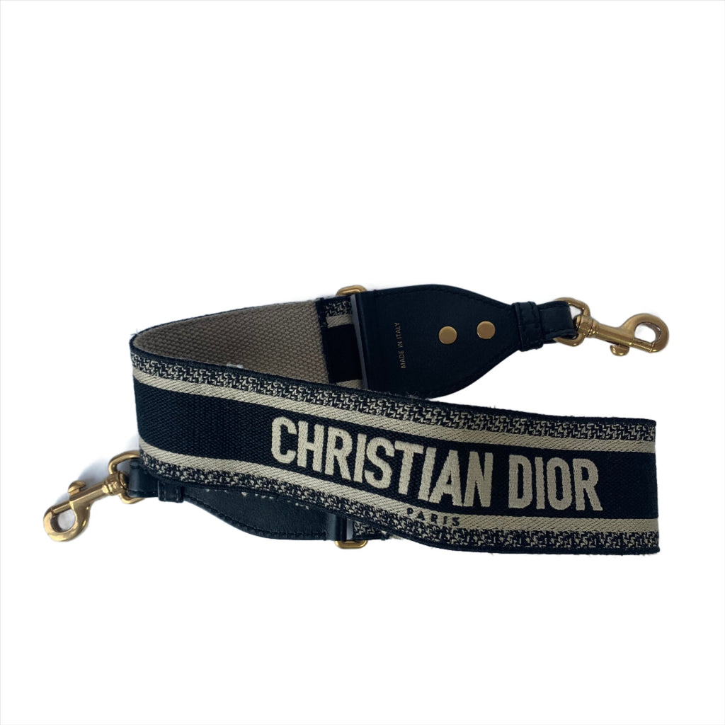 Dior Saddle Strap black canvas with Dior Logo