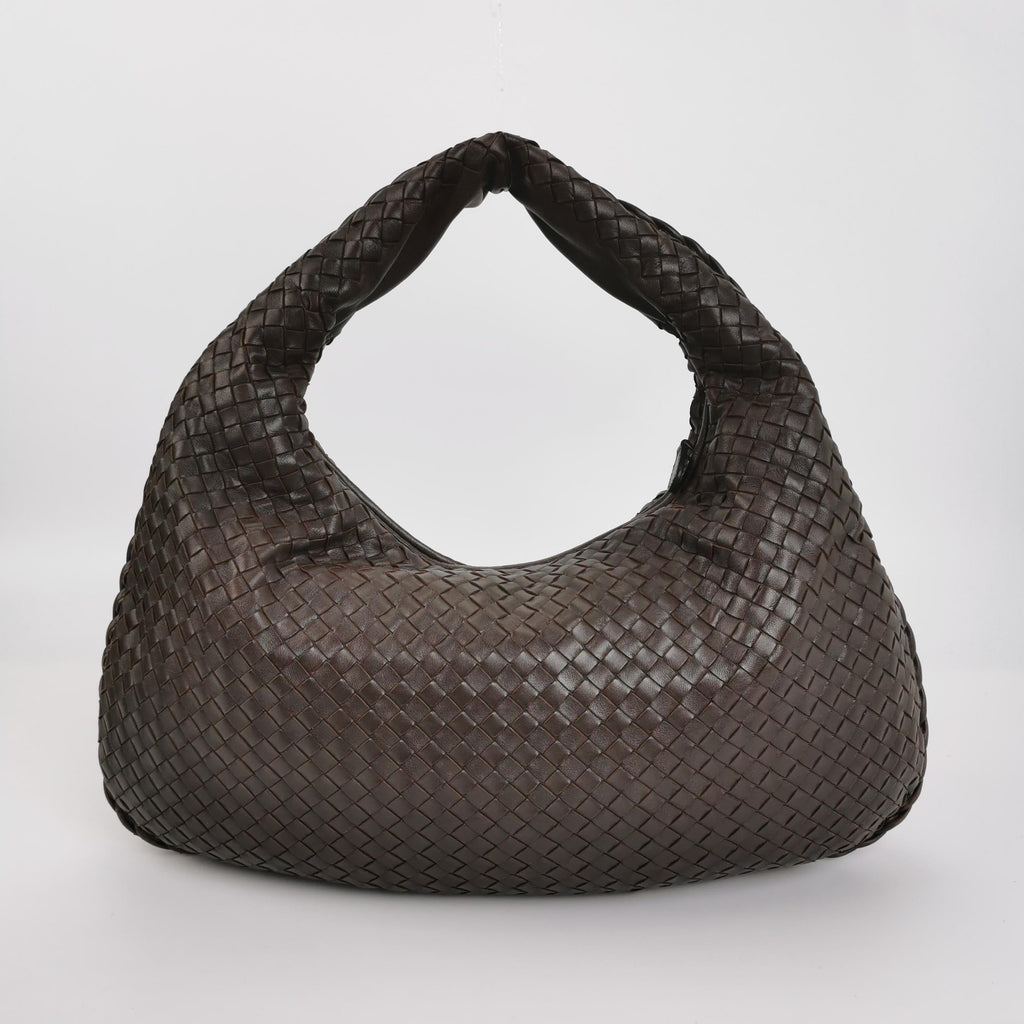 Bottega Veneta Veneta Hobo Dark Chocolate Brown Intrecciato Leather Bag 48cm