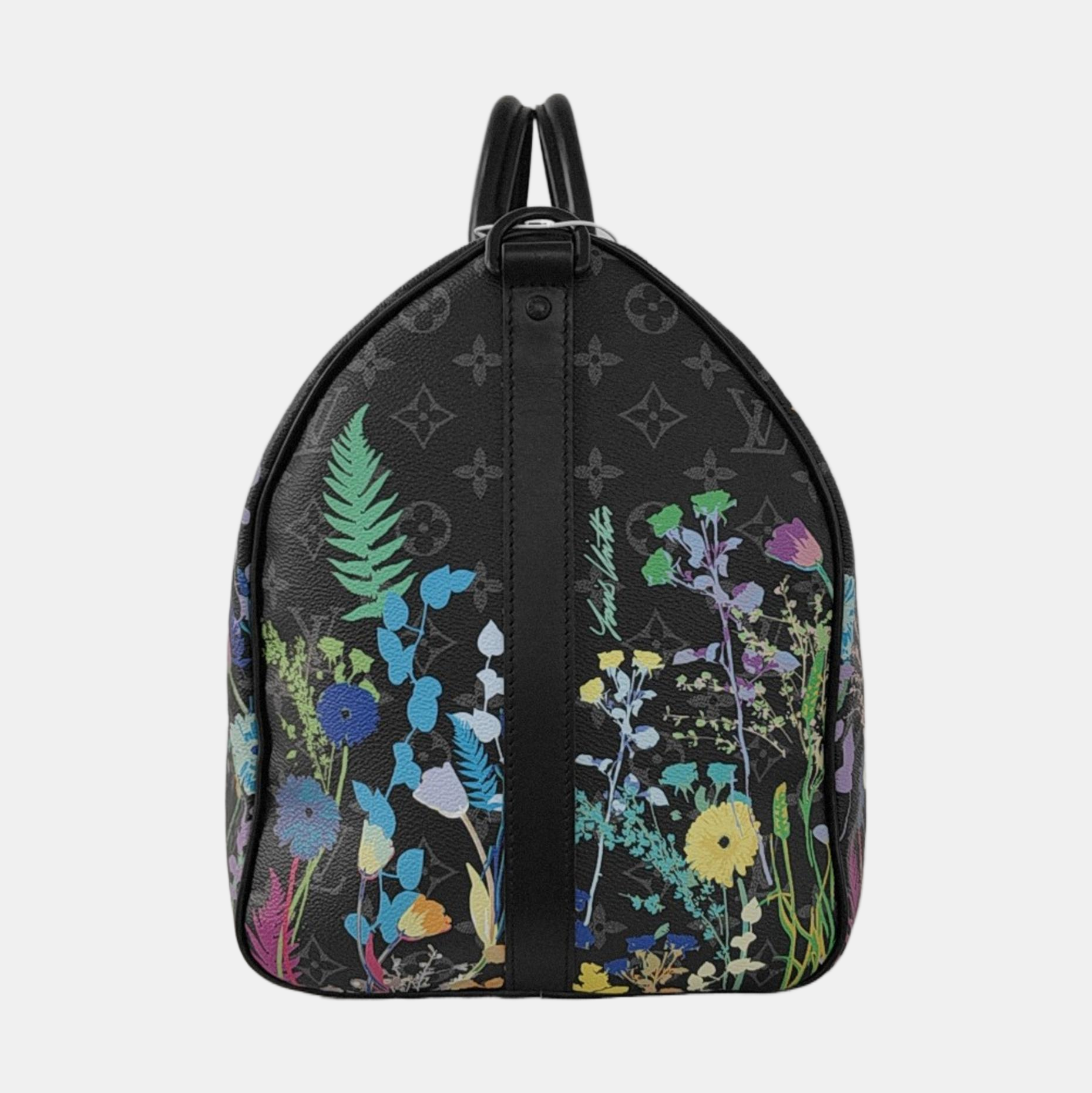 Louis Vuitton Keepall 50 Bandouliere Black Monogram Flower Prints